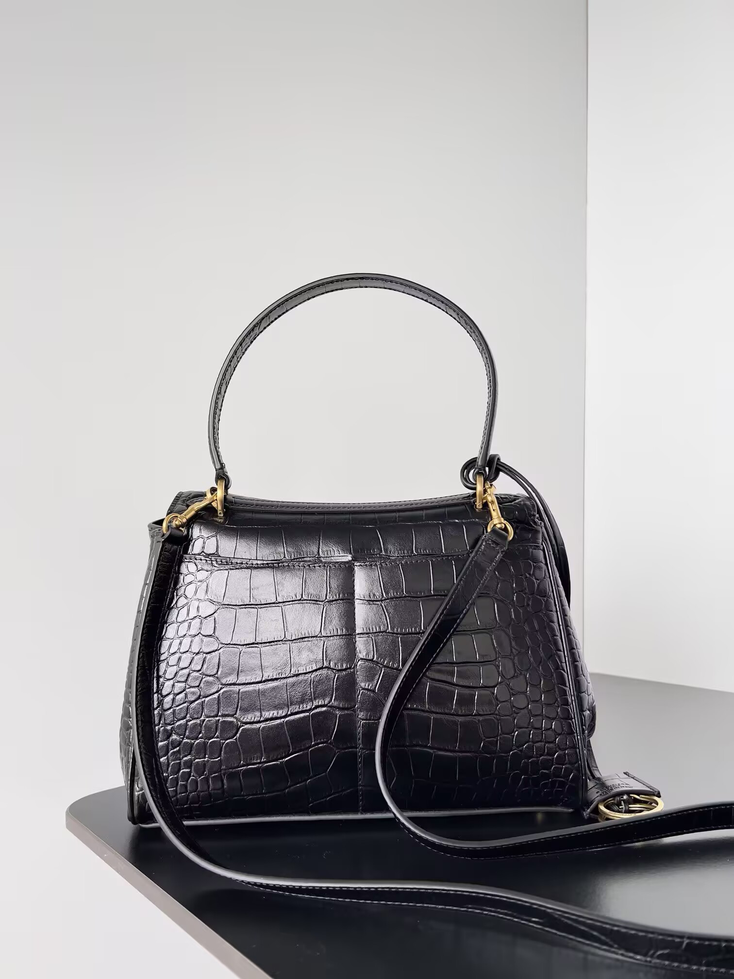 Ba1en*iaga Rodeo Small Croc-Embossed Top-Handle Bag 28.9x20x9.9cm