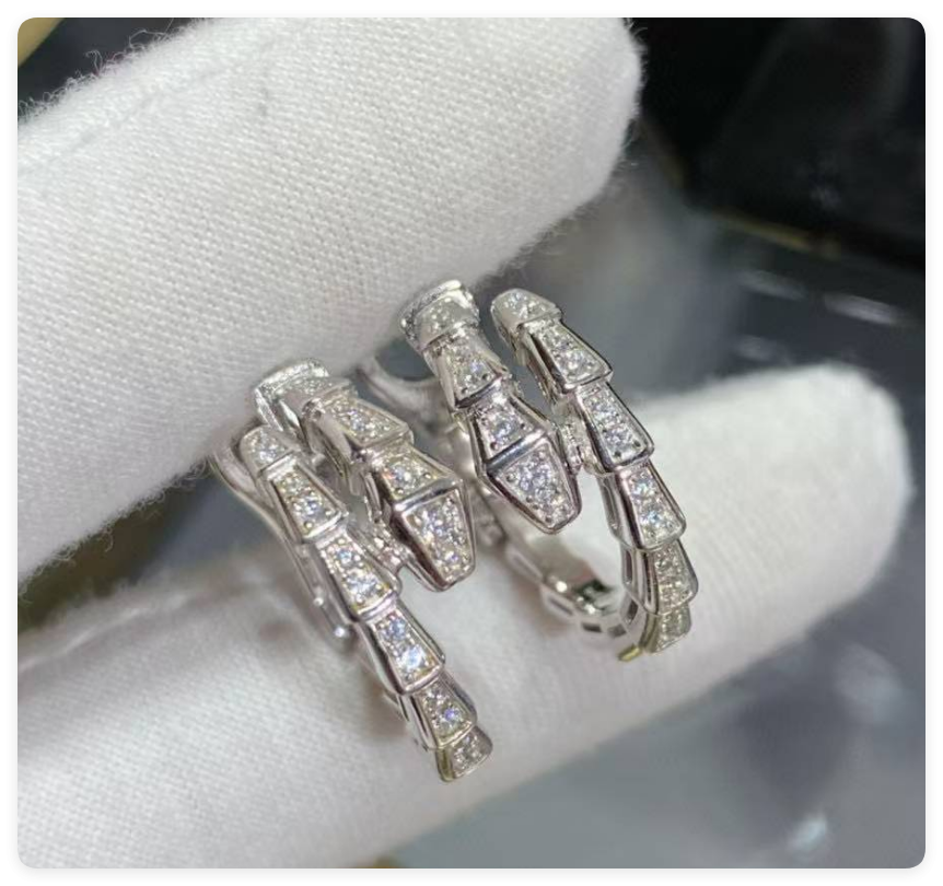 Bv1g*ai Full-D1am0nd snake Earrings