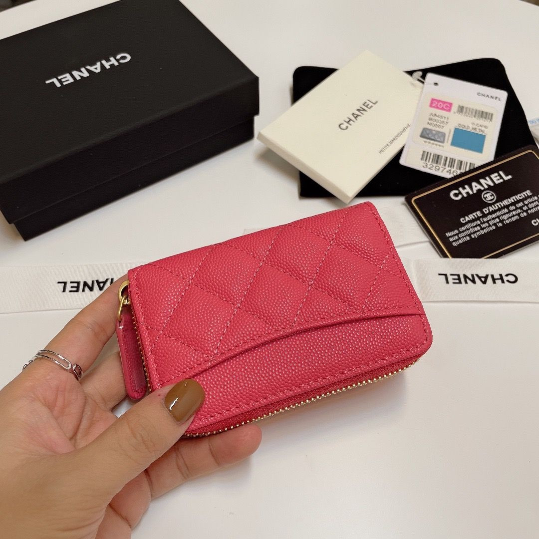 Ch**el ZIPPED COIN PURSE 7.5x11x2.5cm