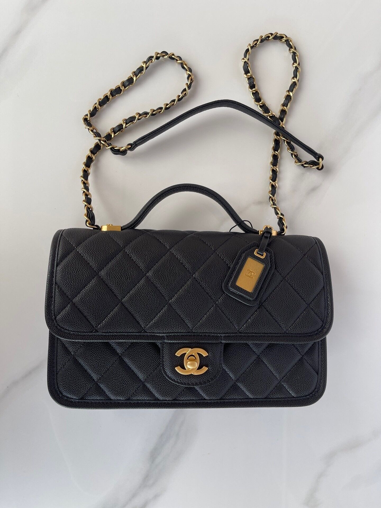 Ch**el Top Handle Flap Bag 25x21.5x7cm