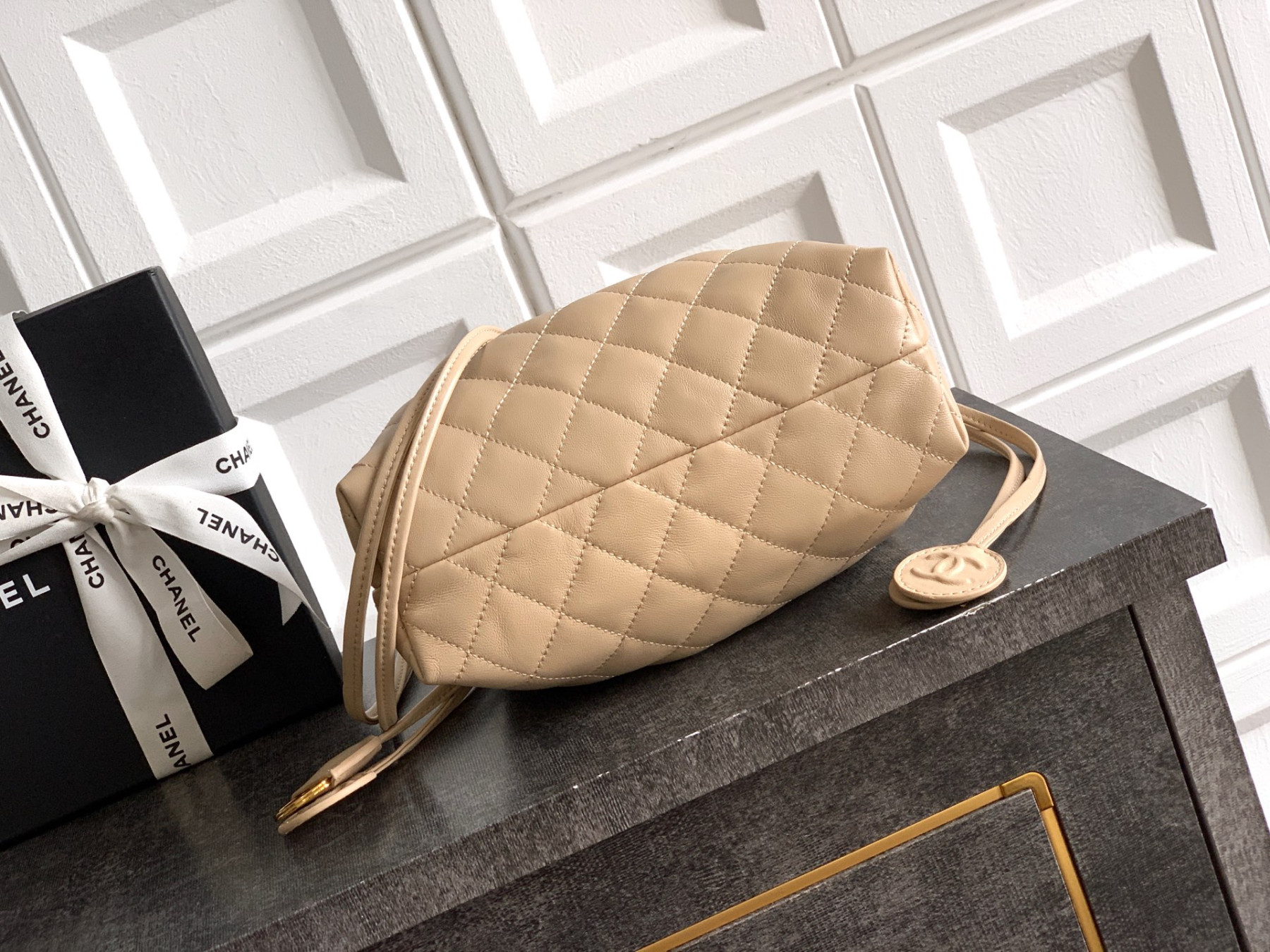 Ch**el clutch with leather strap ap5227 17x22x8cm