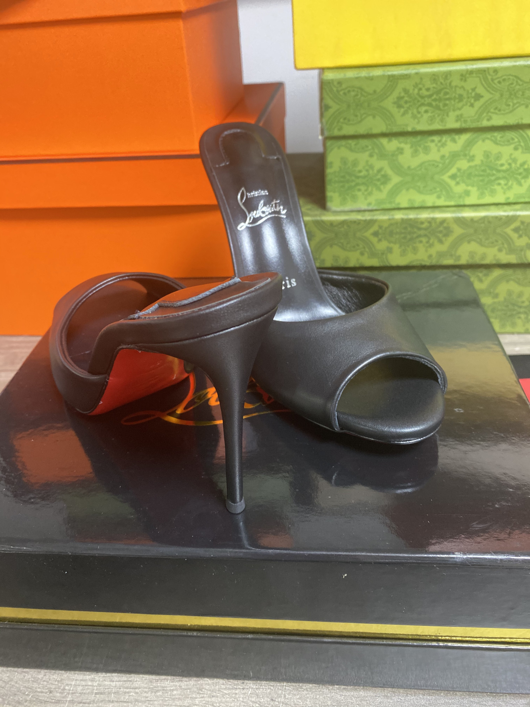 UA Chr1st1an Louboutin Me Dolly 100 Calfskin Leather Mules