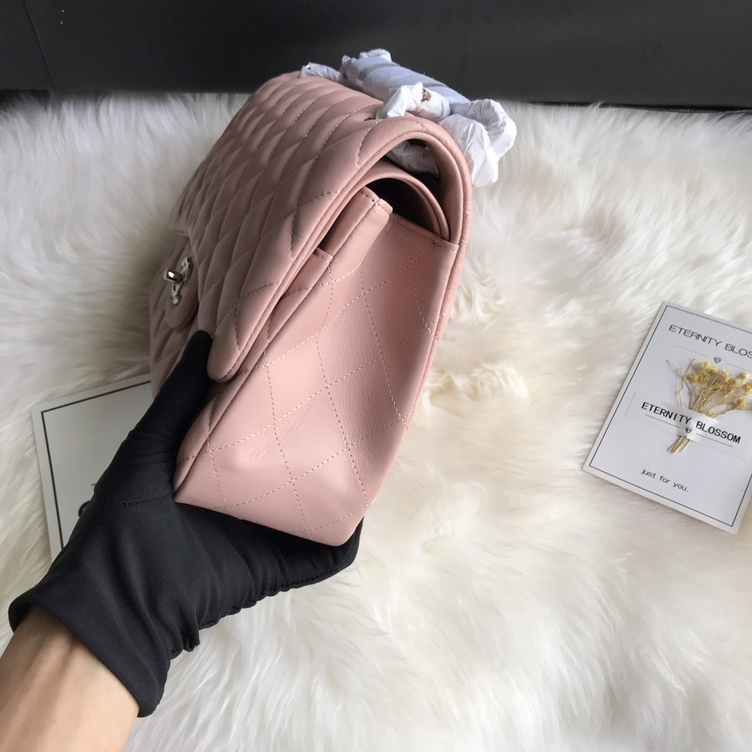 Ch**el CLASSIC FLAP JUMBO 30CM CF PINK SILVER 7.6 × 11.7 × 3.9 in