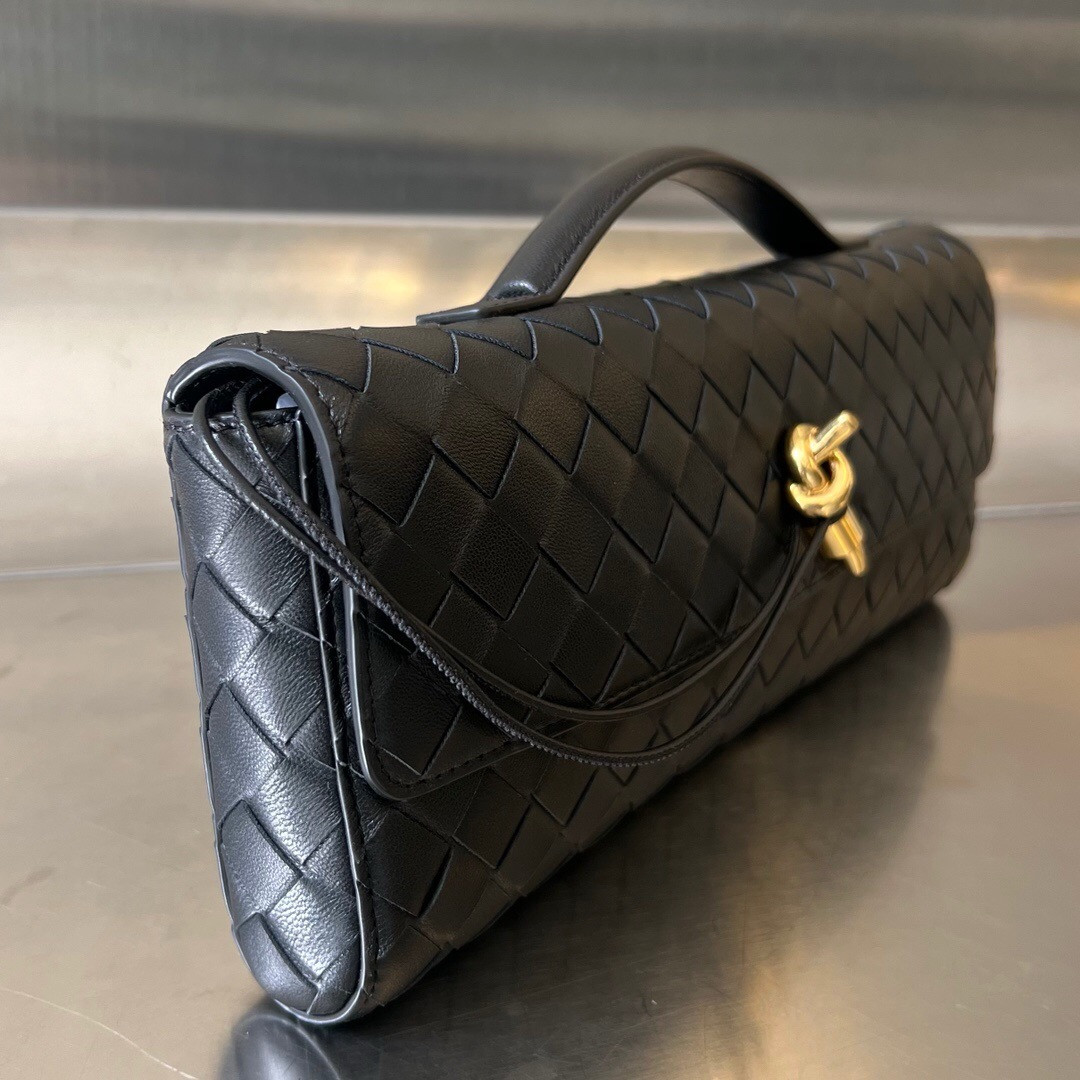 B0tt*ga Ven*ta Long Clutch Andiamo With Handle Black 31x13x3cm