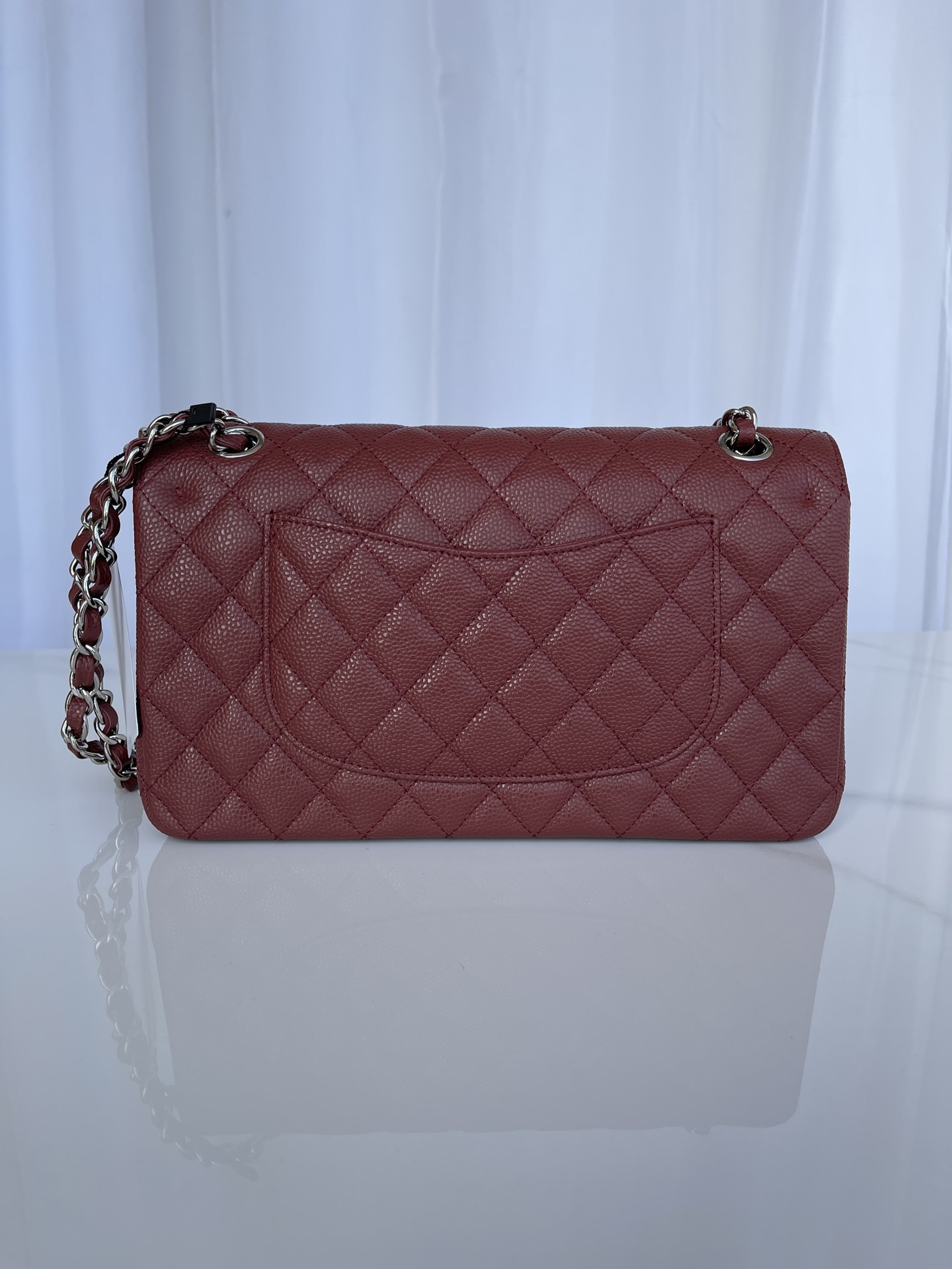 Ch**el CLASSIC HANDBAG Silver-Tone Metal 6 × 9.9 × 2.5 in