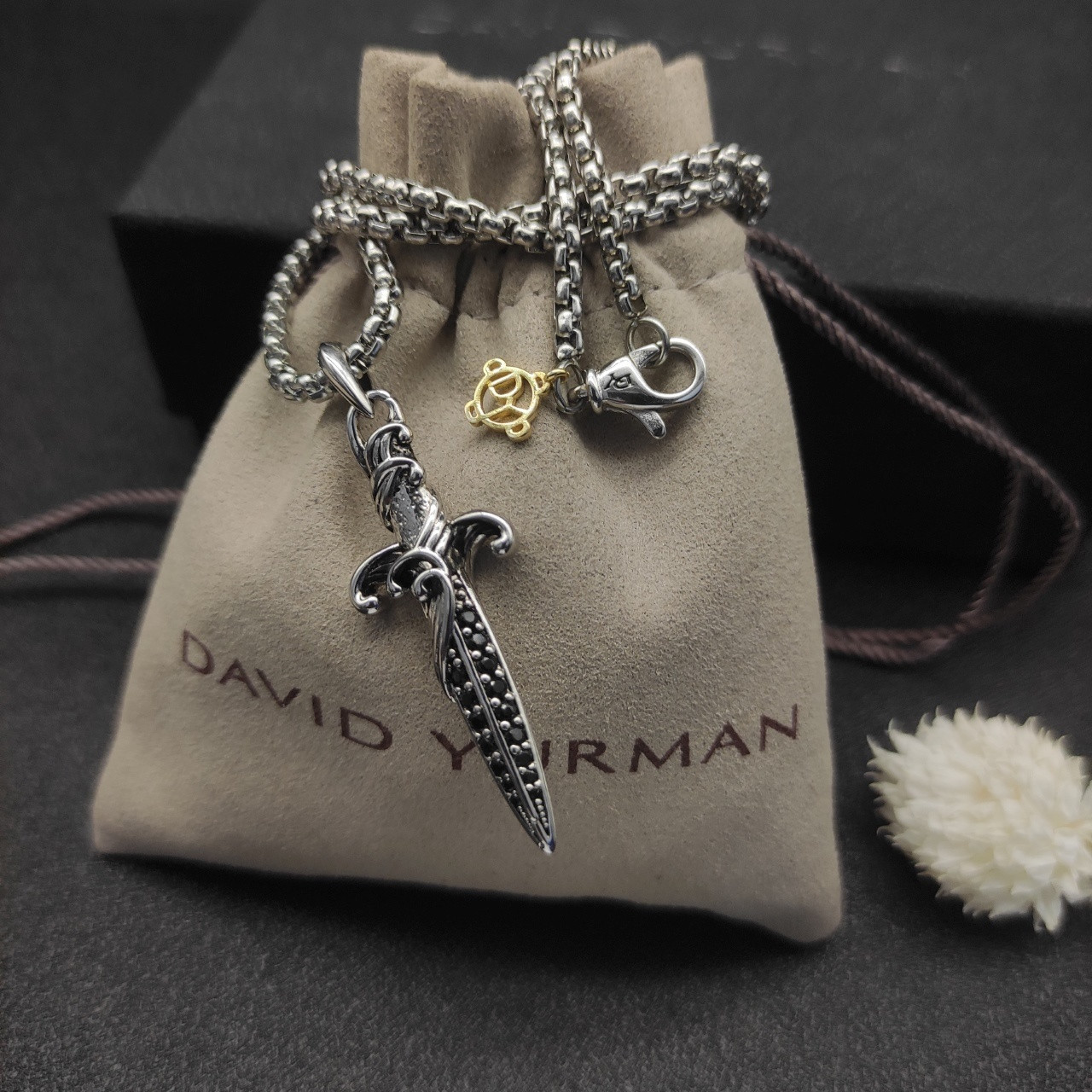 David Yurman sword Necklace(Chain length 50+5cm delay chain Chain thickness 3mm)