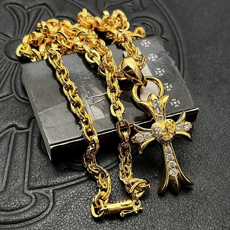 Ch*0me He**ts Cross Necklace