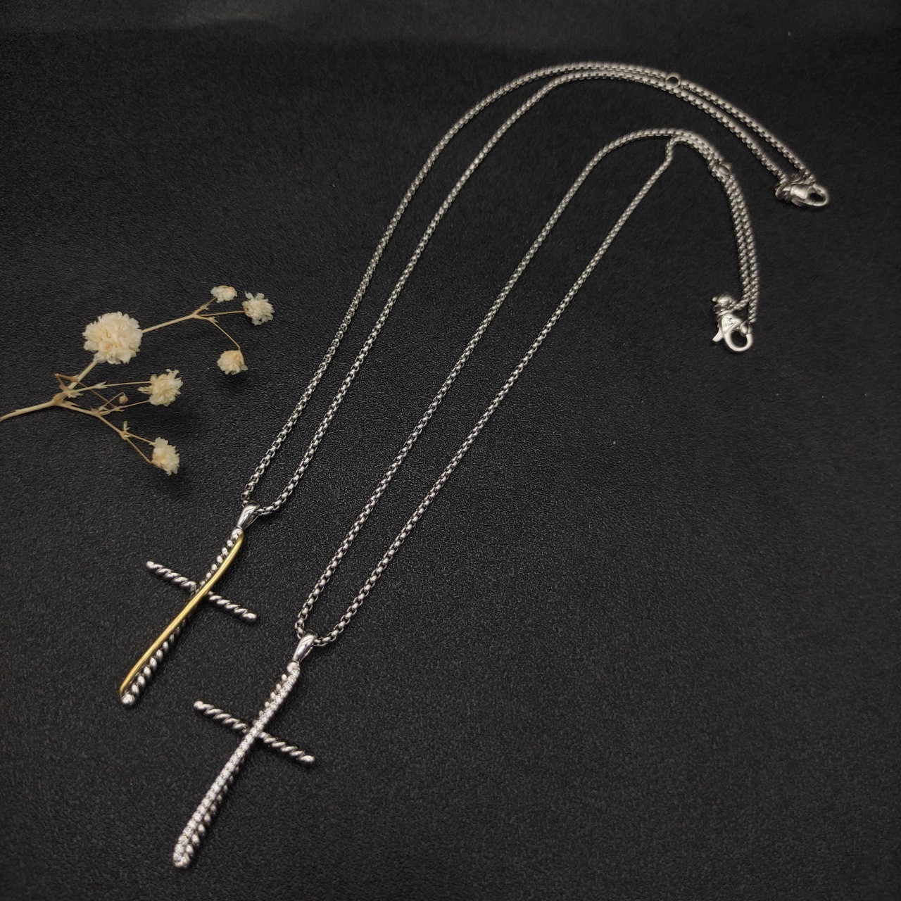 David Yurman Cross Necklace(Chain length 45+5cm delay chain Chain thickness 2mm)