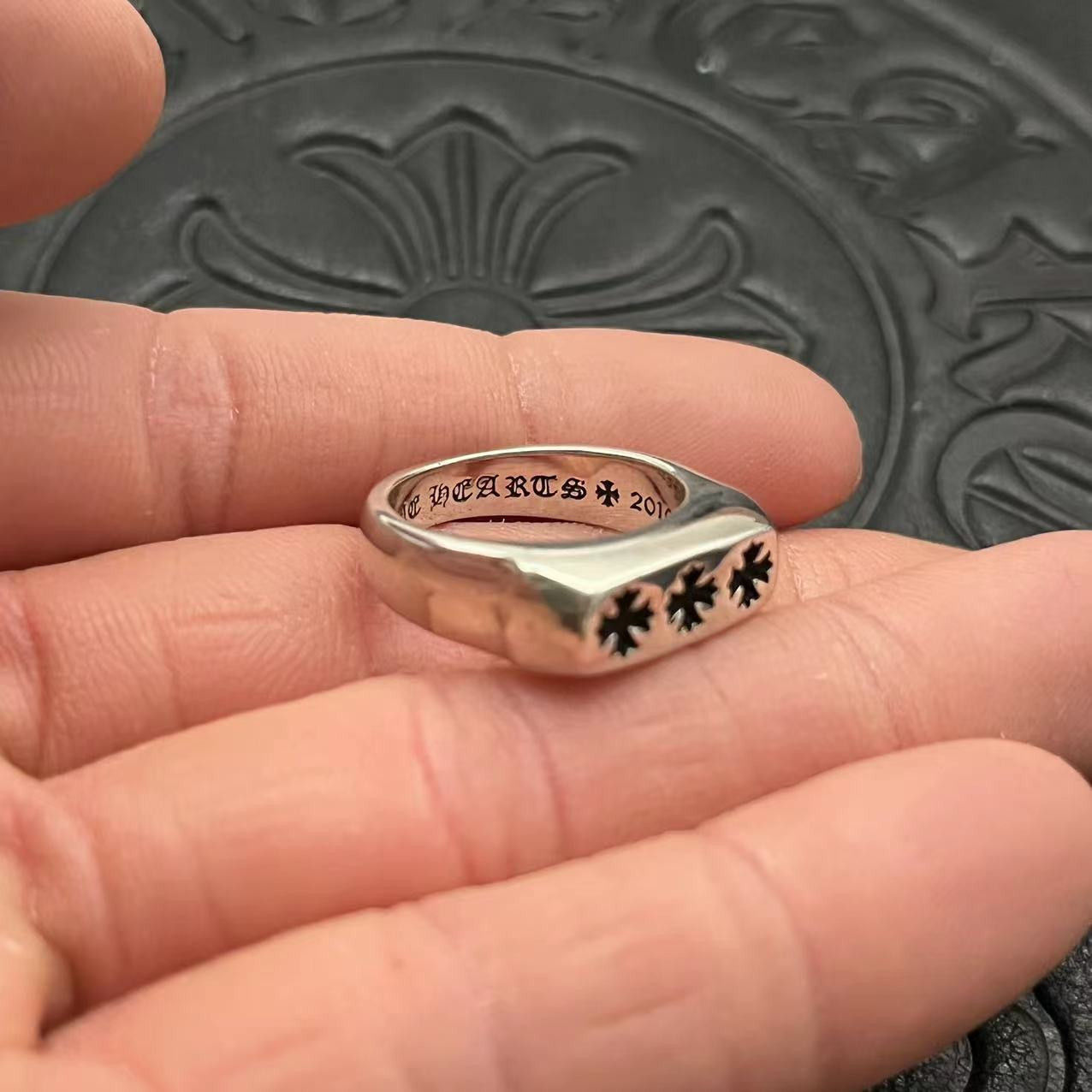 Ch*0me He**ts Cross Ring