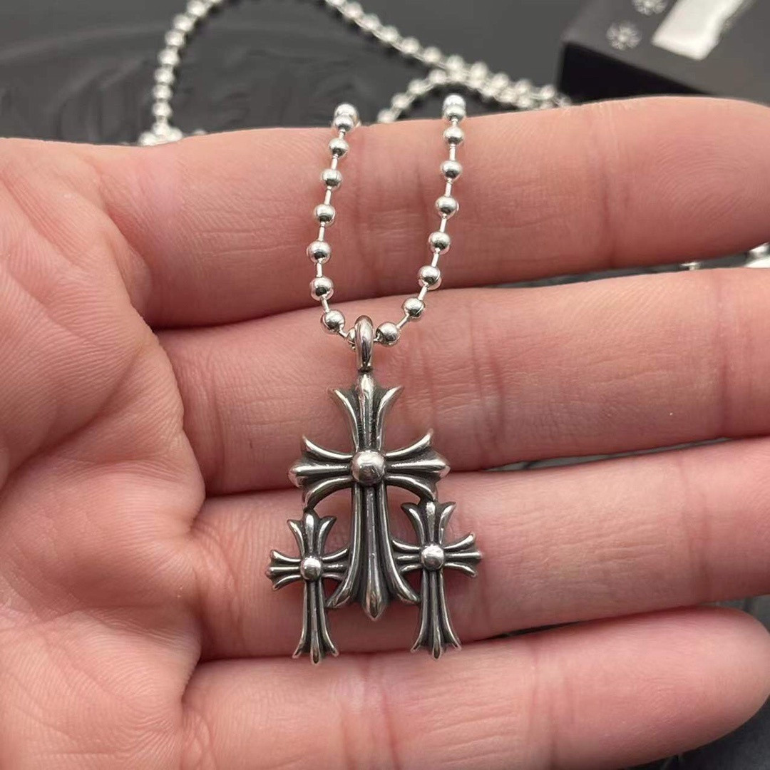 Ch*0me He**ts Cross Necklace