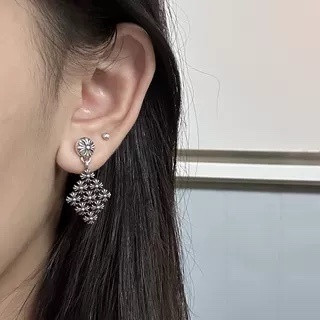 Ch*0me He**ts Small Rhombus Cross Chain Earrings