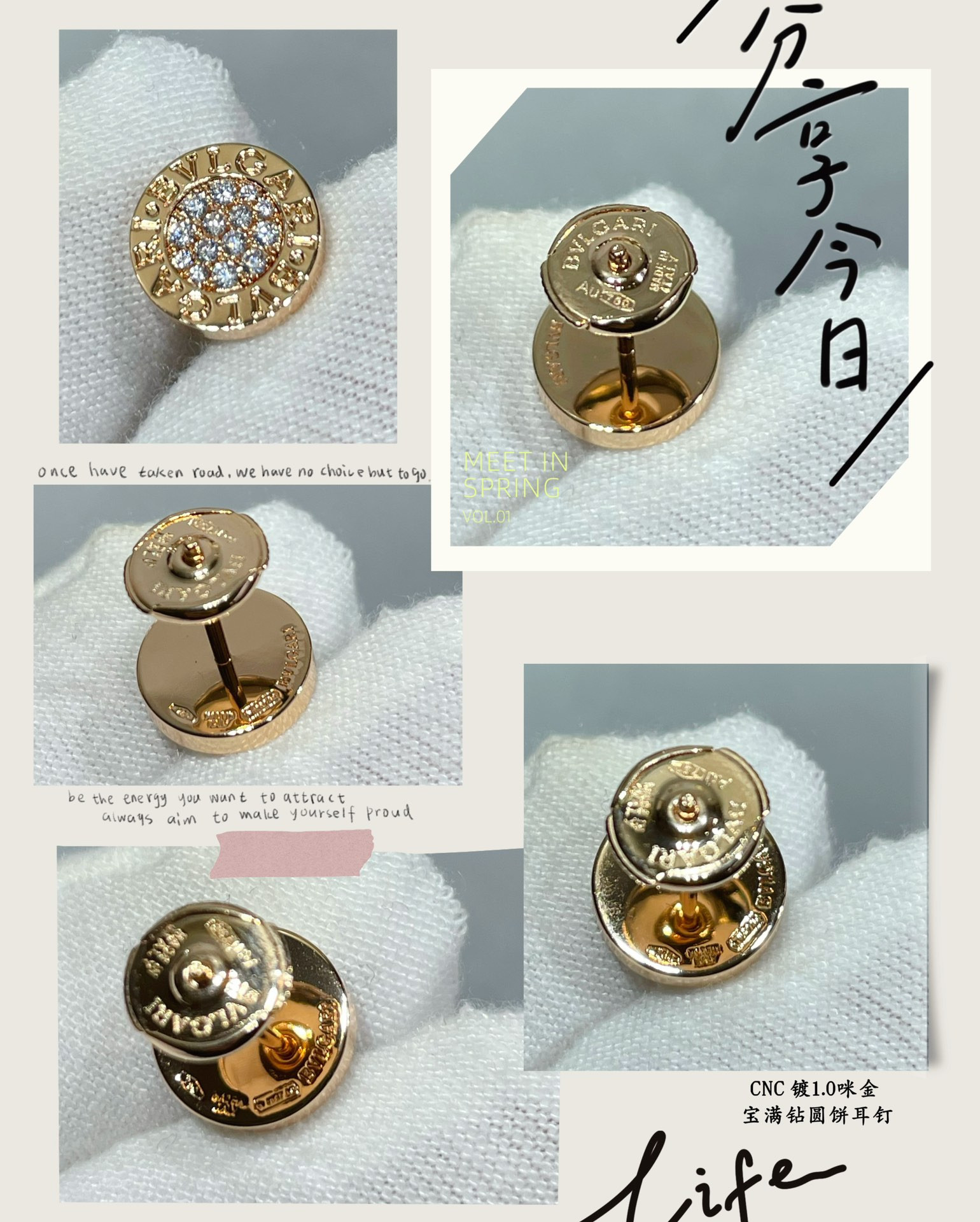 Bv1g*ai D1am0nd round cake Earrings