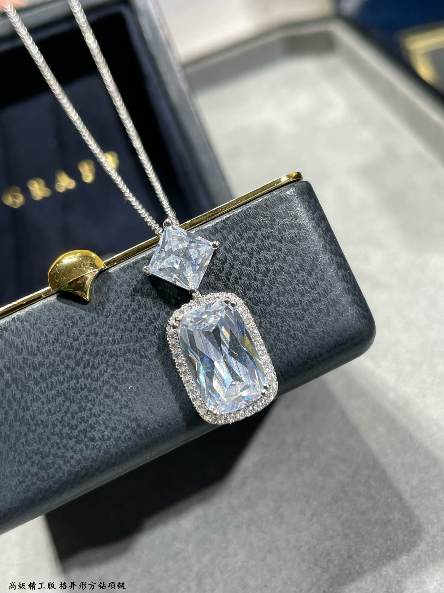 Graff Square D1am0nd Necklace Ag925