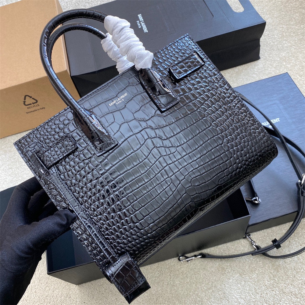 Y51 SAC DE JOUR BABY IN CROCODILE EMBOSSED LEATHER BLACK