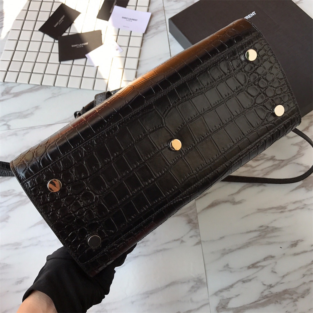 Y51 SAC DE JOUR SMALL IN MATTE CROCODILE EMBOSSED LEATHER