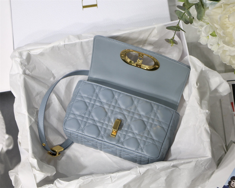 SMALL D10r CARO BAG Light Blue S*pple Cannage Calfskin 20 x 12 x 7 cm