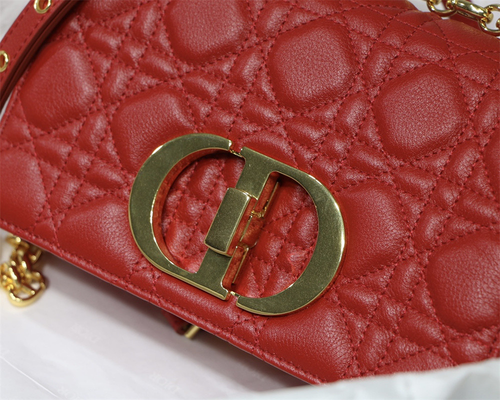 SMALL D10r CARO BAG Red S*pple Cannage Calfskin 20 x 12 x 7 cm