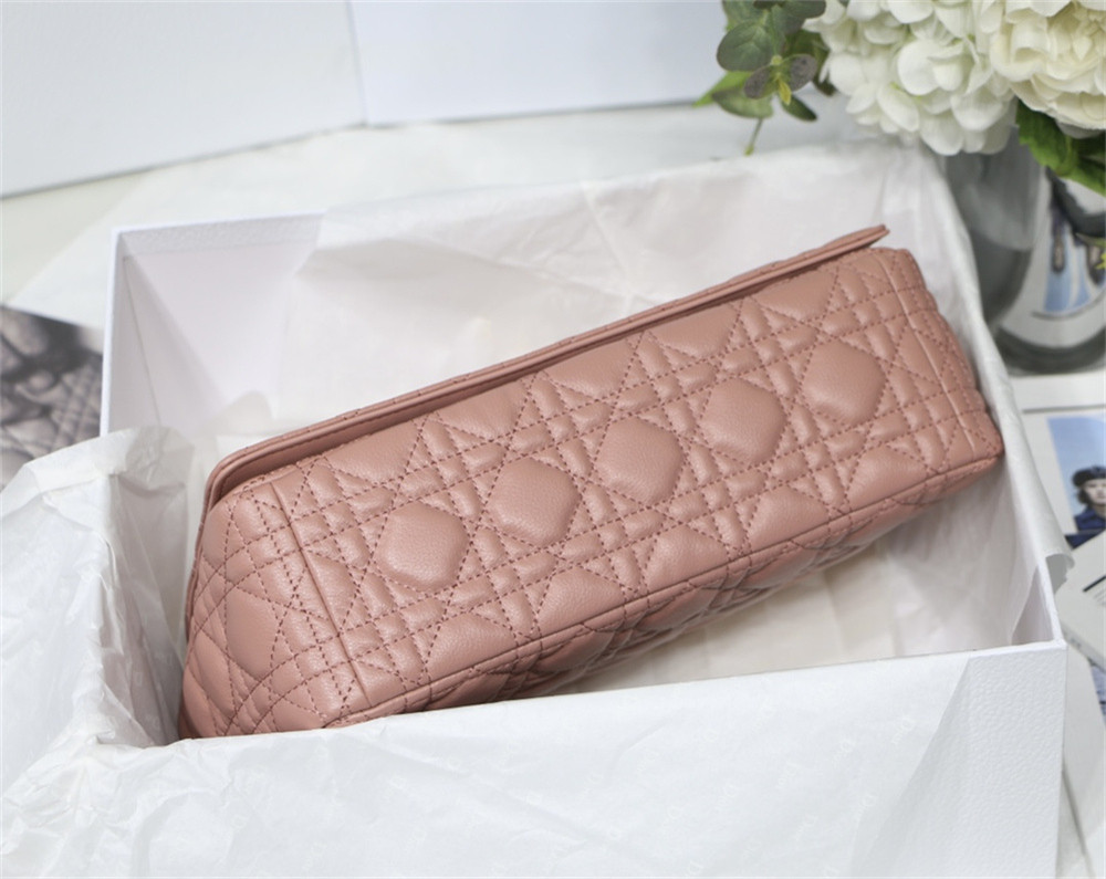 LARGE D10r CARO BAG Pink S*pple Cannage Calfskin 29 x 18 x 10 cm