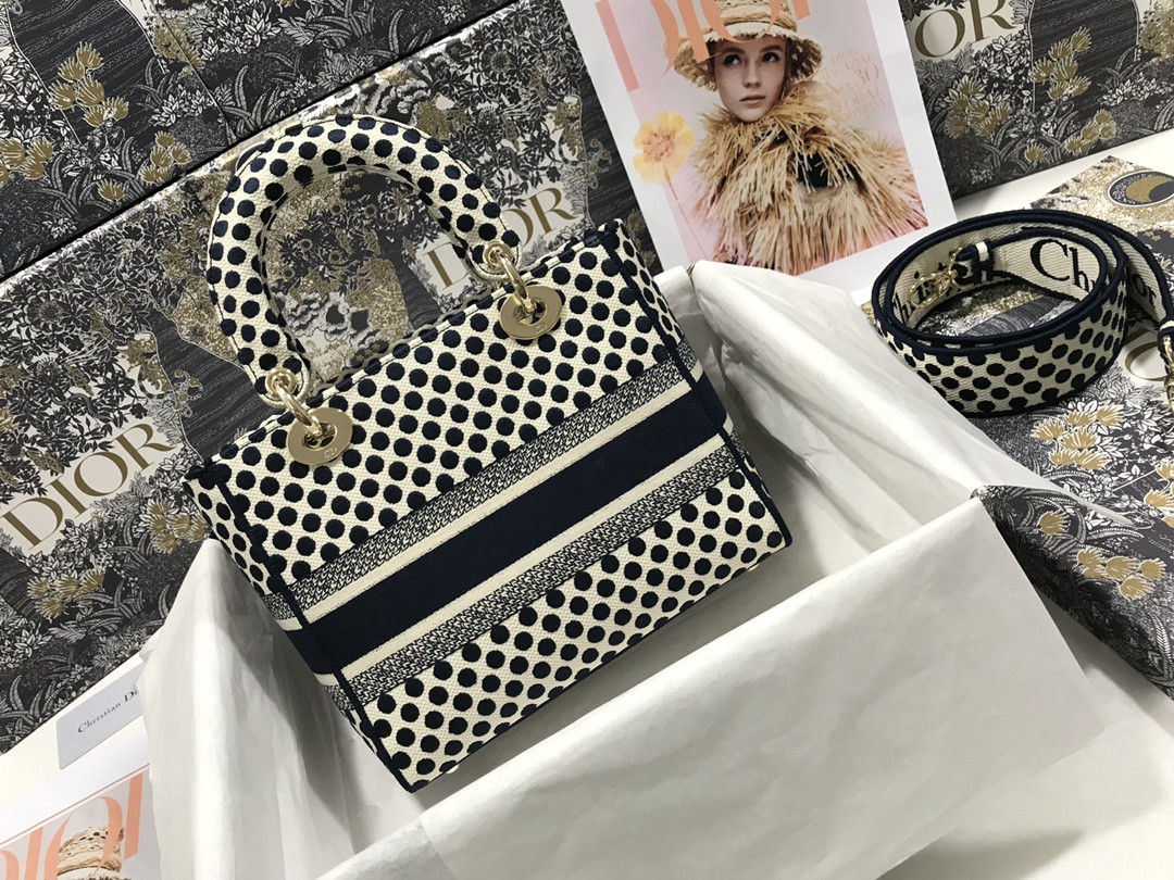 MEDIUM D10r LADY D-LITE BAG polka dots  24 x 20 x 11 cm