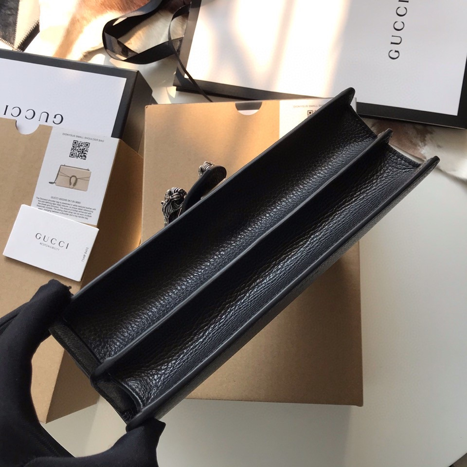 Gvc*1 DIONYSUS LEATHER SMALL RECTANGULAR BAG BLACK 28x17x9cm