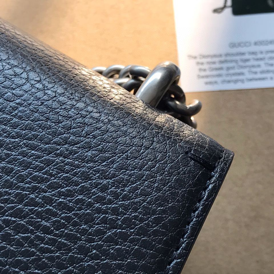 Gvc*1 DIONYSUS LEATHER SMALL RECTANGULAR BAG BLACK 28x17x9cm