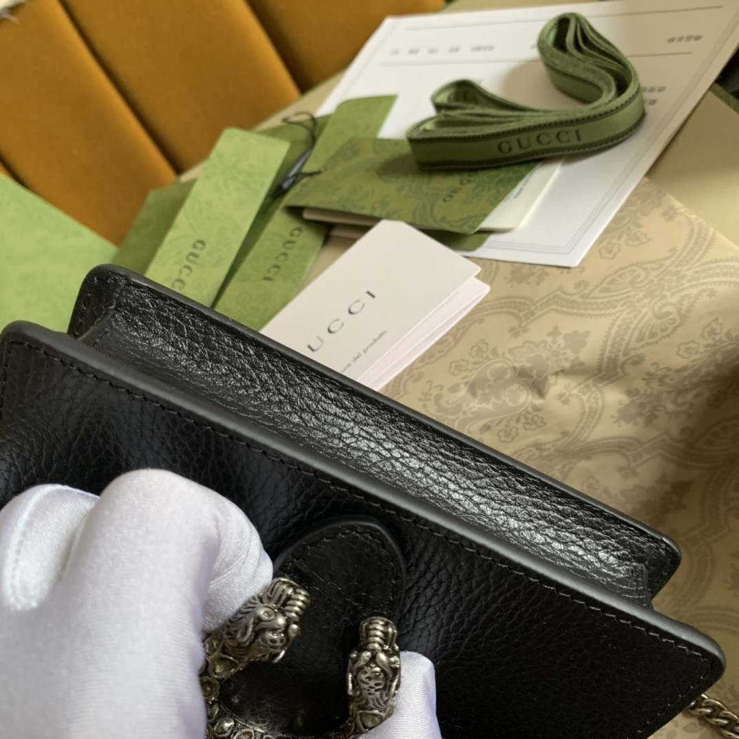 Gvc*1 DIONYSUS LEATHER S*pER MINI BAG BLACK 6.5"Wx3.9"Hx1.6"D