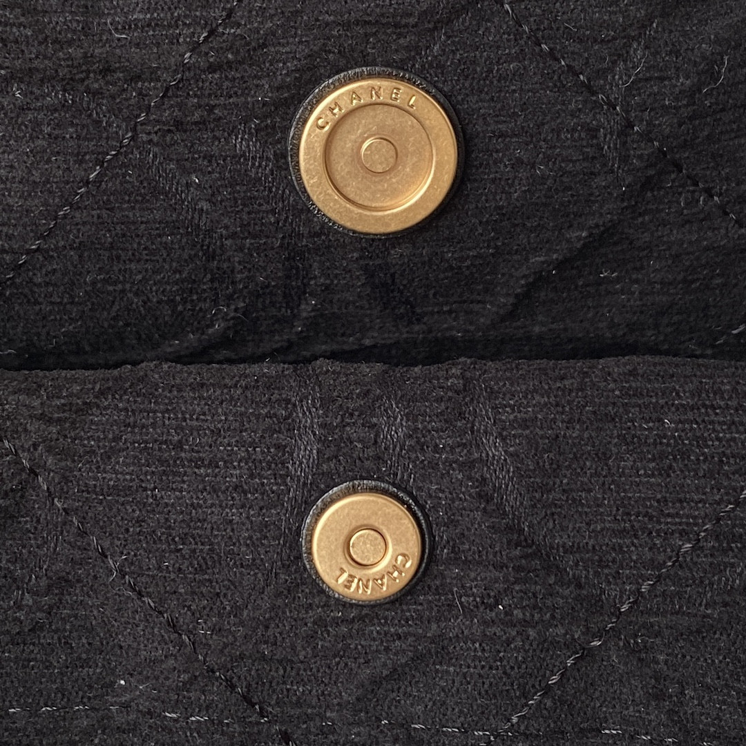 Ch**el 22 SMALL HANDBAG velvet BLACK 13.7×14.4×2.7 in