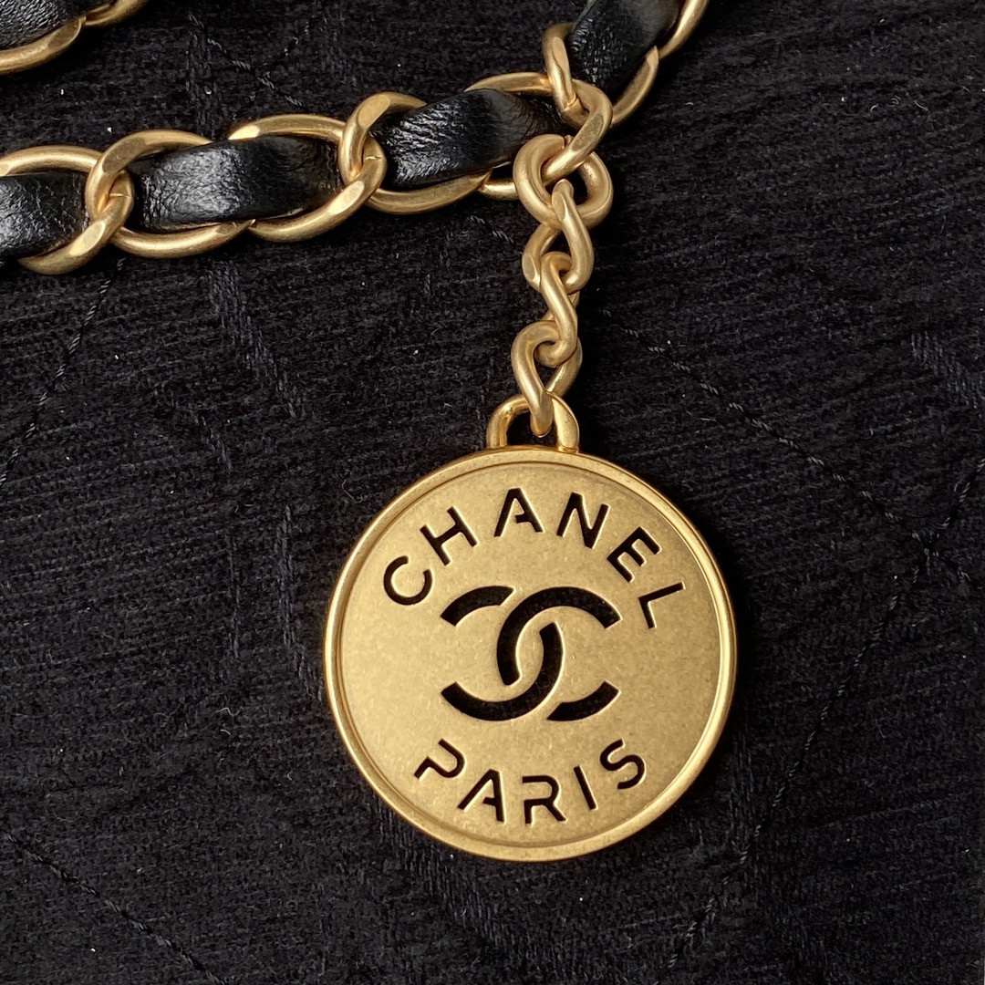 Ch**el 22 HANDBAG velvet black 15.2×16.4×3.1 in