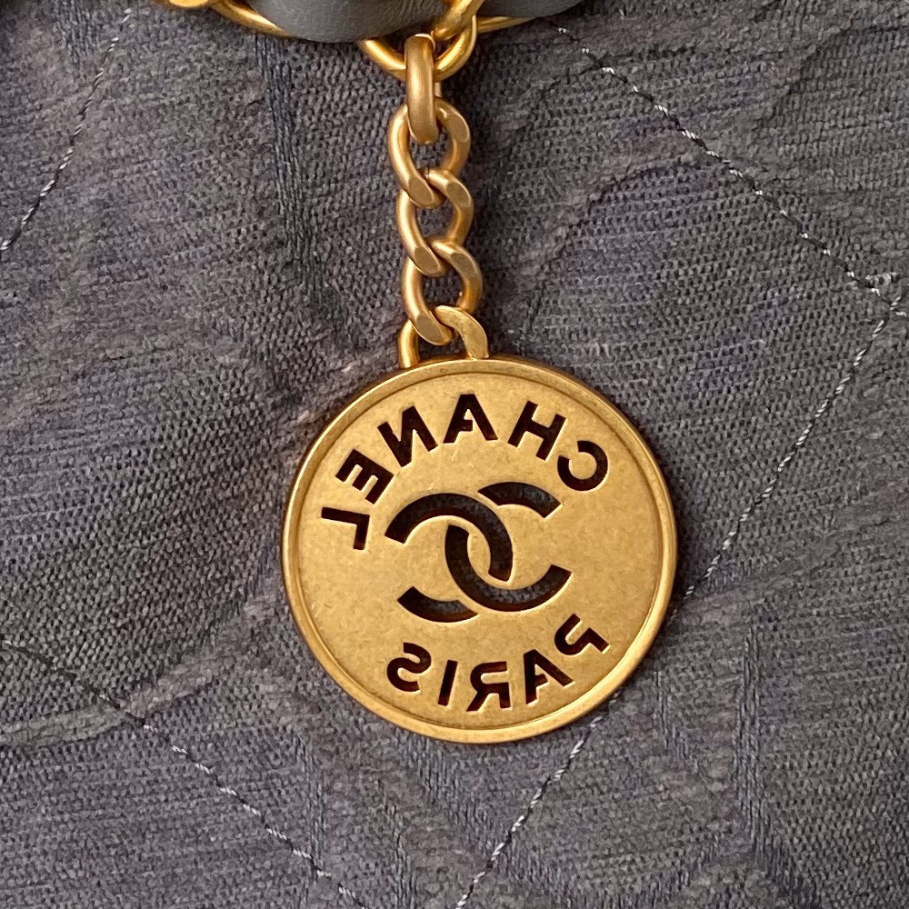 Ch**el 22 HANDBAG velvet GREY 15.2×16.4×3.1 in