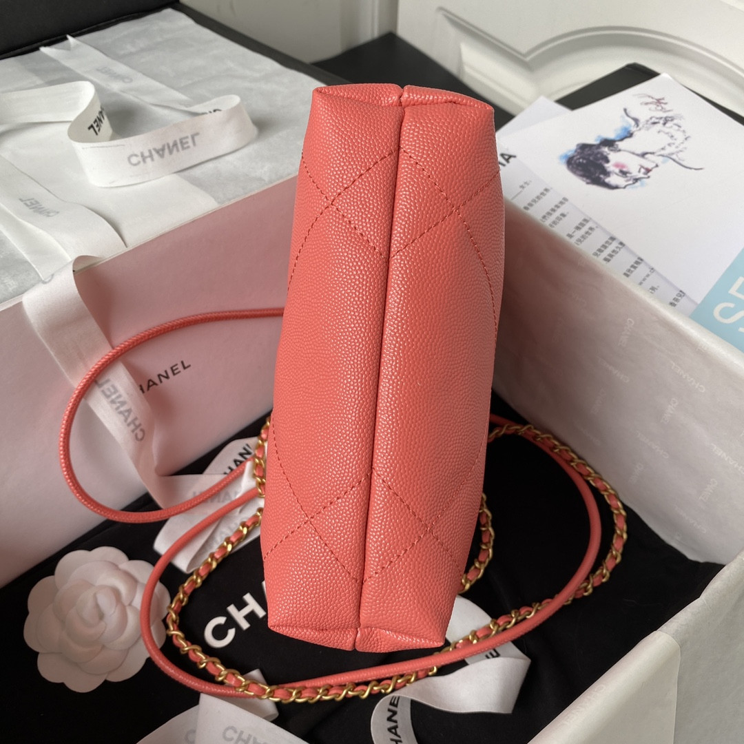 Ch**el 22 MINI HANDBAG GRAINED LEATHER RED 7.8 × 7.4 × 2.3 in