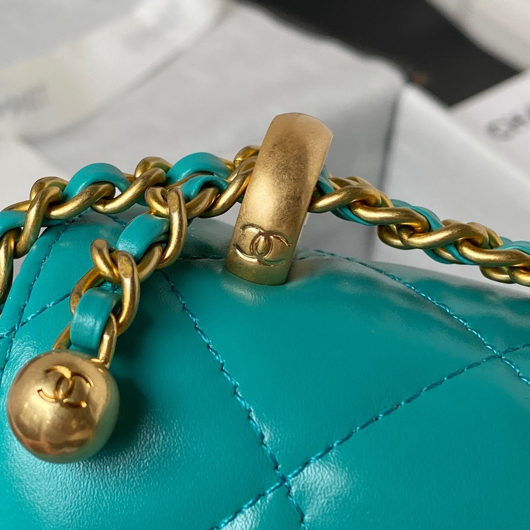 Ch**el MINI FLAP BAG BLUE 12×19×8cm