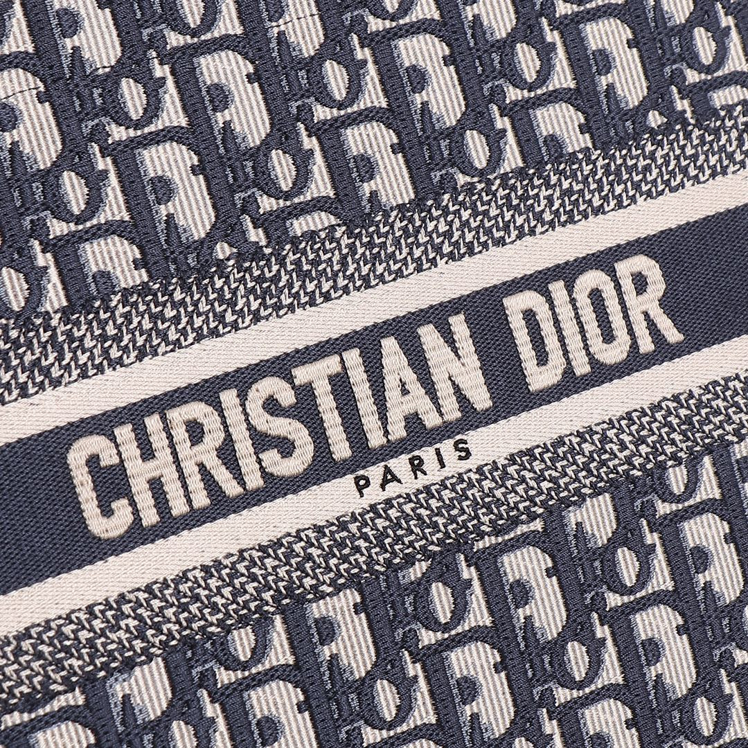 Small D10r Book Tote Blue D10r Oblique Embroidery and Calfskin 10.5 x 8.5 x 5.5 inches