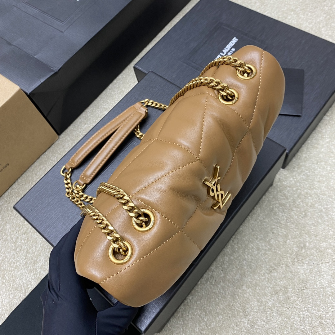 Y51 PUFFER IN LEATHER BROWN 23 X 15.5 X 5.8 CM