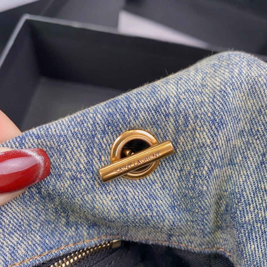 Y51 PUFFER IN SUEDE AND DENIM LIGHT BLUE 23 X 15.5 X 5.8 CM