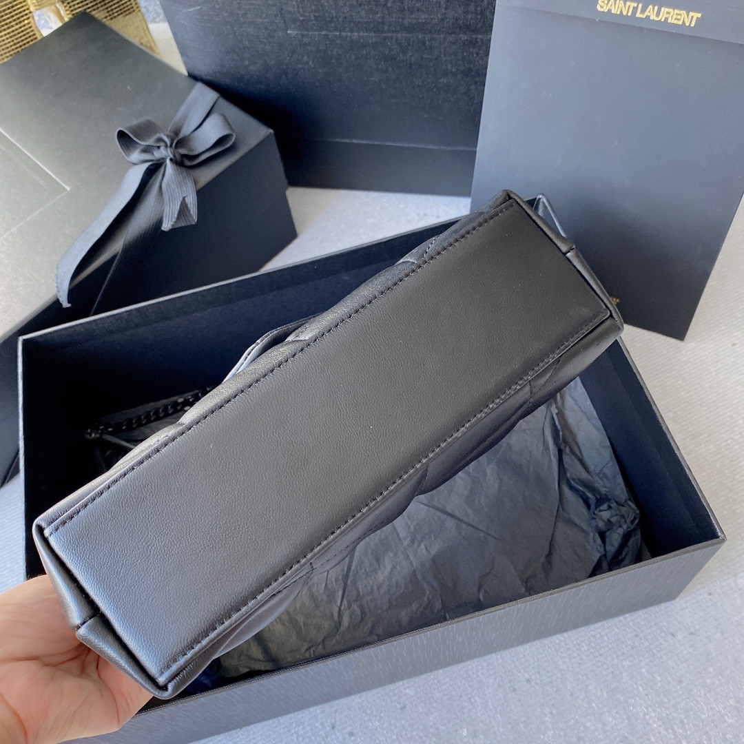 Y51 PUFFER IN LEATHER NAVY 23 X 15.5 X 5.8 CM