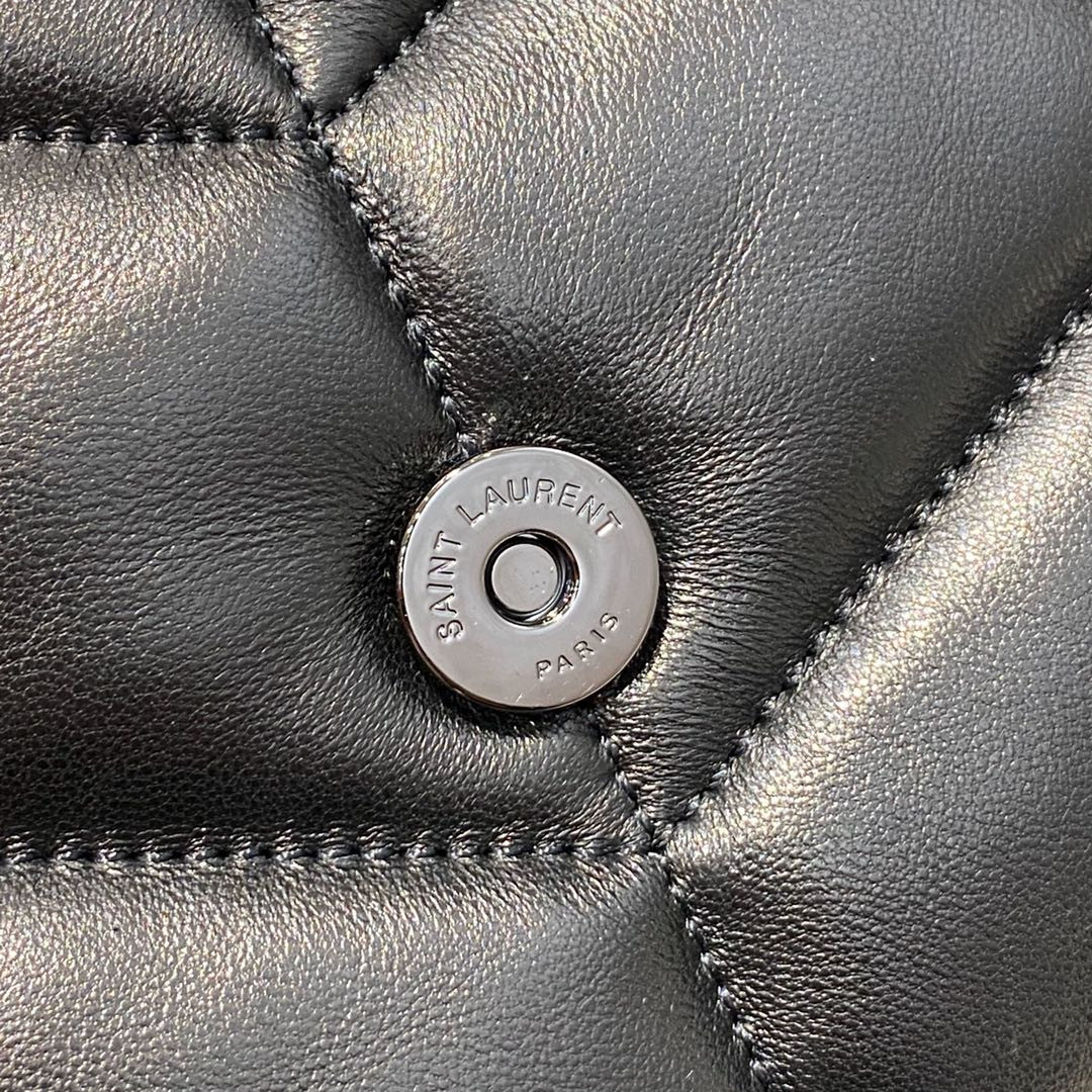 Y51 PUFFER IN LEATHER NAVY 23 X 15.5 X 5.8 CM