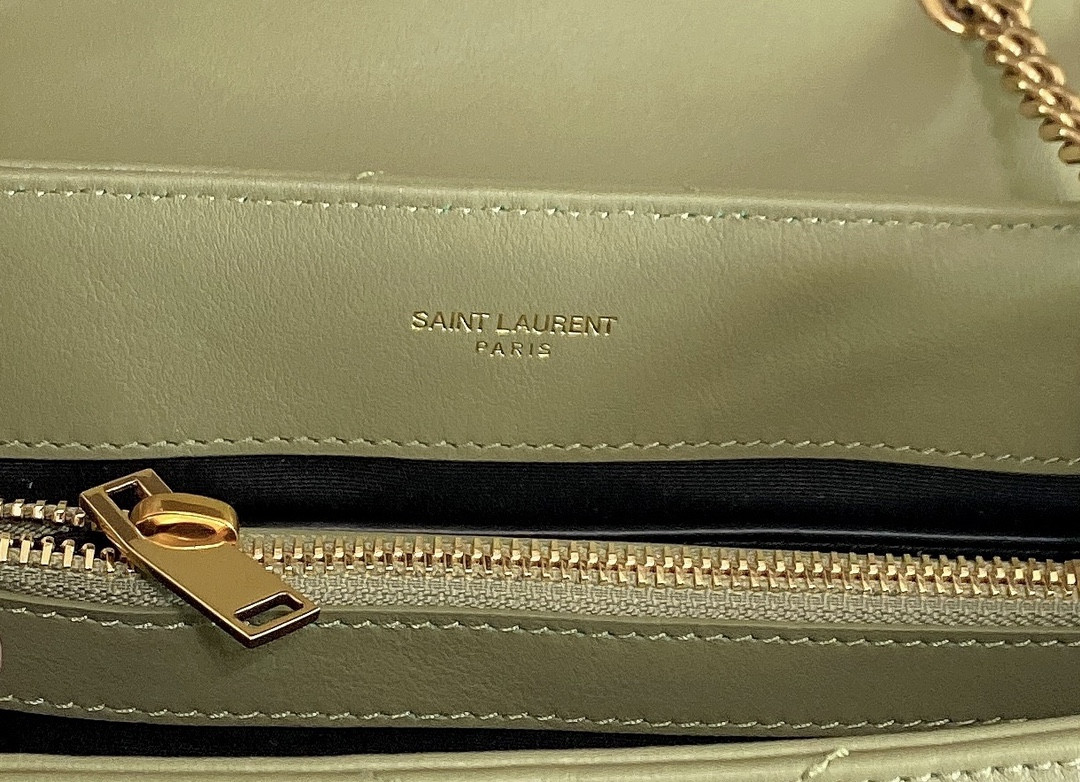 Y51 LOULOU SMALL IN QUILTED LEATHER GREEN 9 X 6.1 X 3.3 INCHES