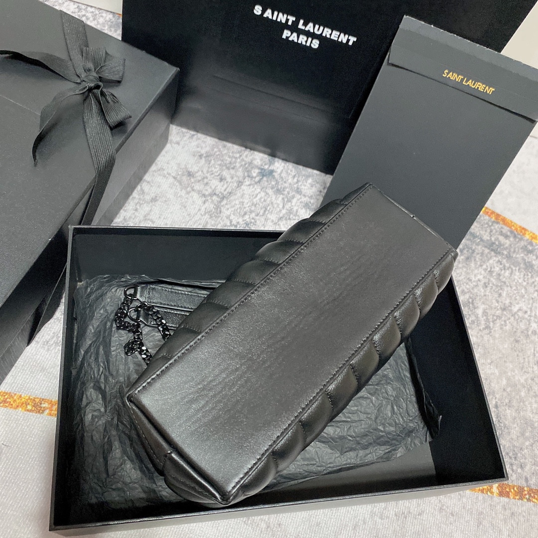 Y51 LOULOU SMALL IN QUILTED LEATHER BLACK 9 X 6.1 X 3.3 INCHES