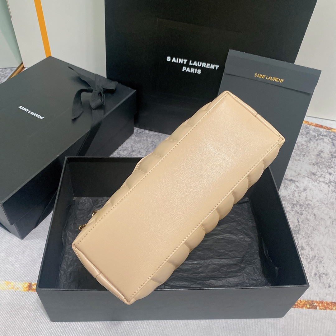 Y51 LOULOU SMALL IN QUILTED LEATHER light beige 9 X 6.1 X 3.3 INCHES