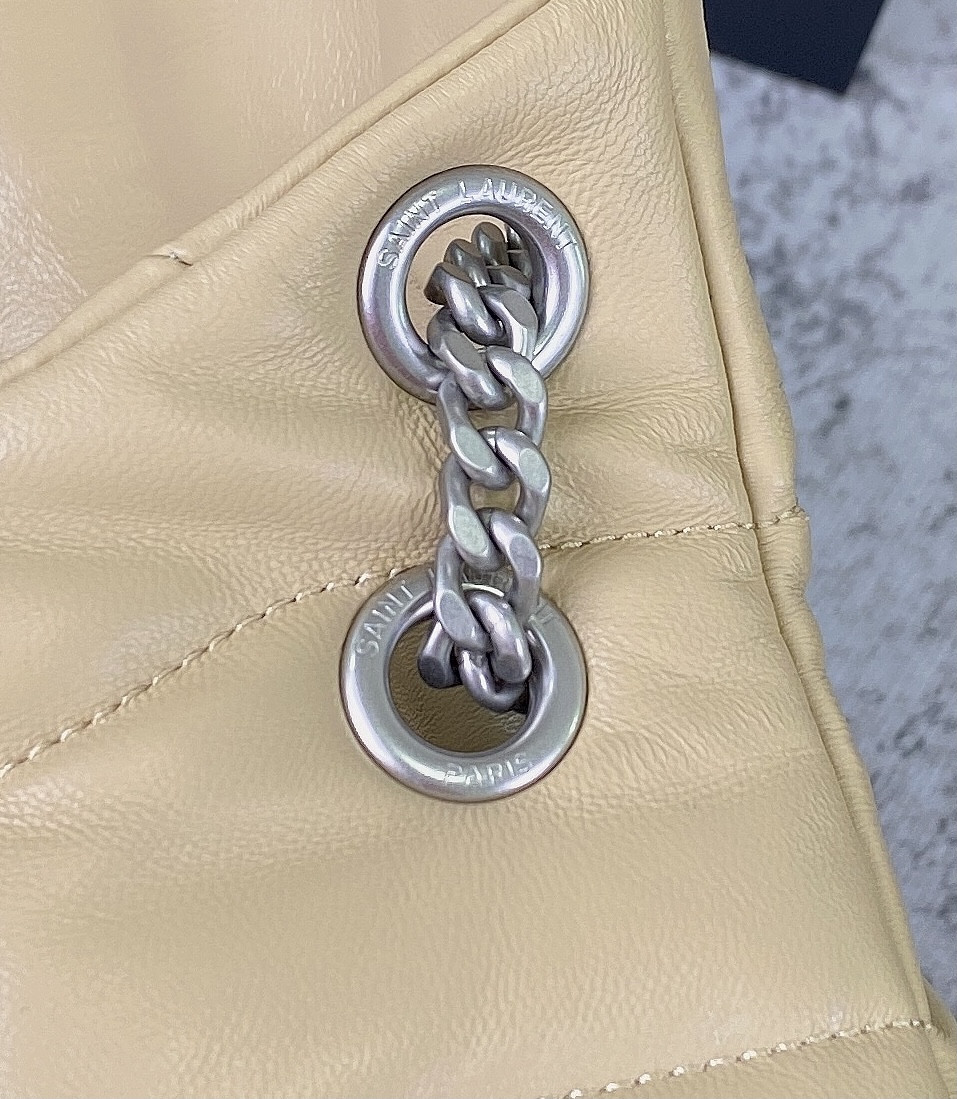 Y51 PUFFER SMALL IN NAPPA LEATHER BEIGE SILVER 11.4 X 6.6 X 4.3 INCHES