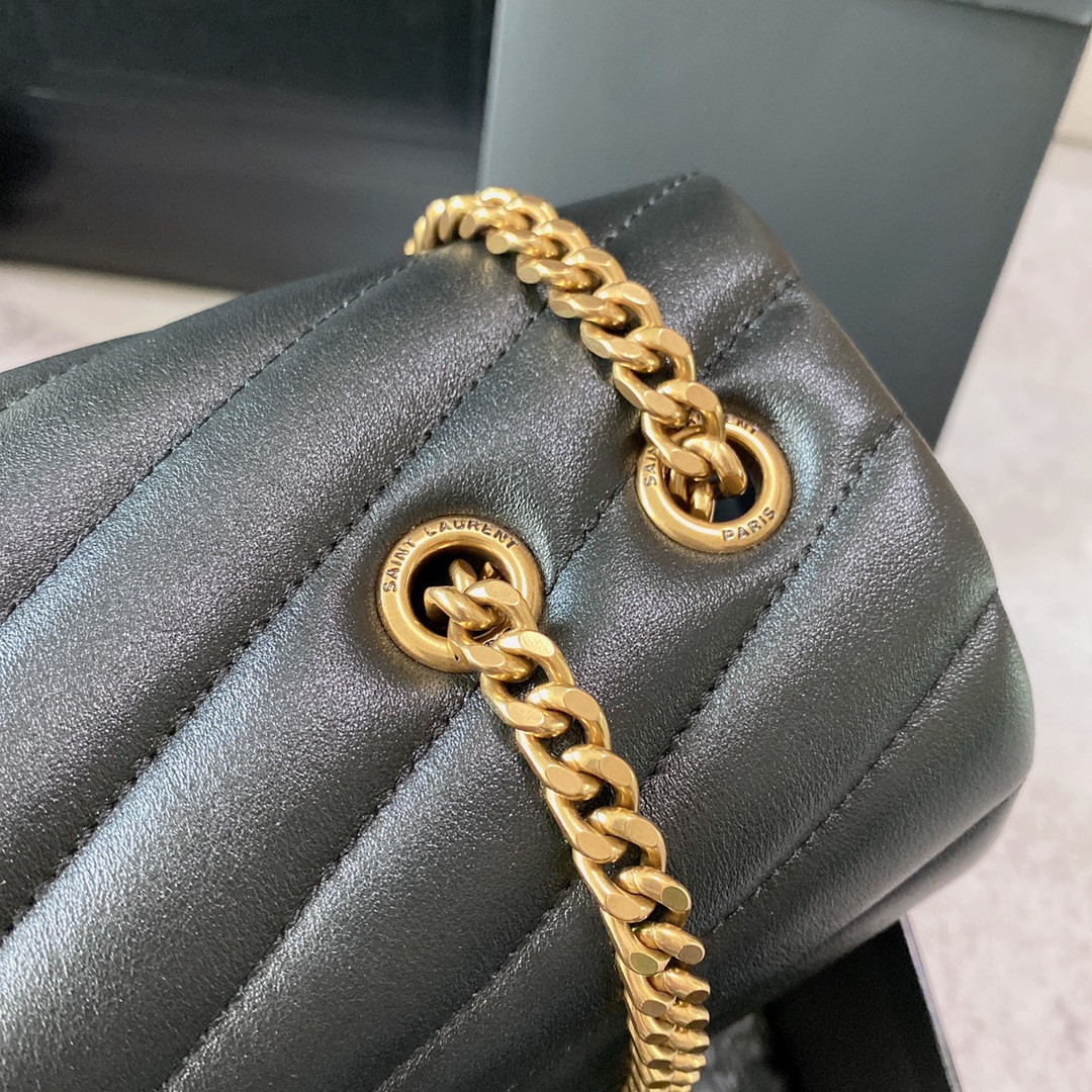 Y51 LOULOU MEDIUM IN QUILTED LEATHER BLACK 12.5 X 8.6 X 3.5 INCHES