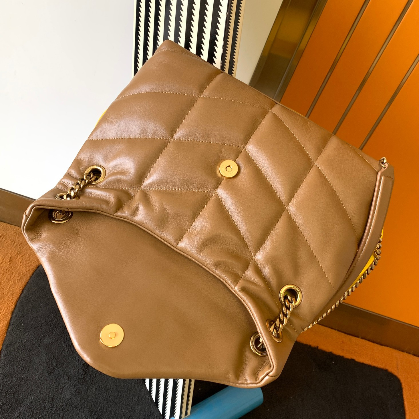 Y51 PUFFER SMALL IN NAPPA LEATHER BROWN 11.4 X 6.6 X 4.3 INCHES