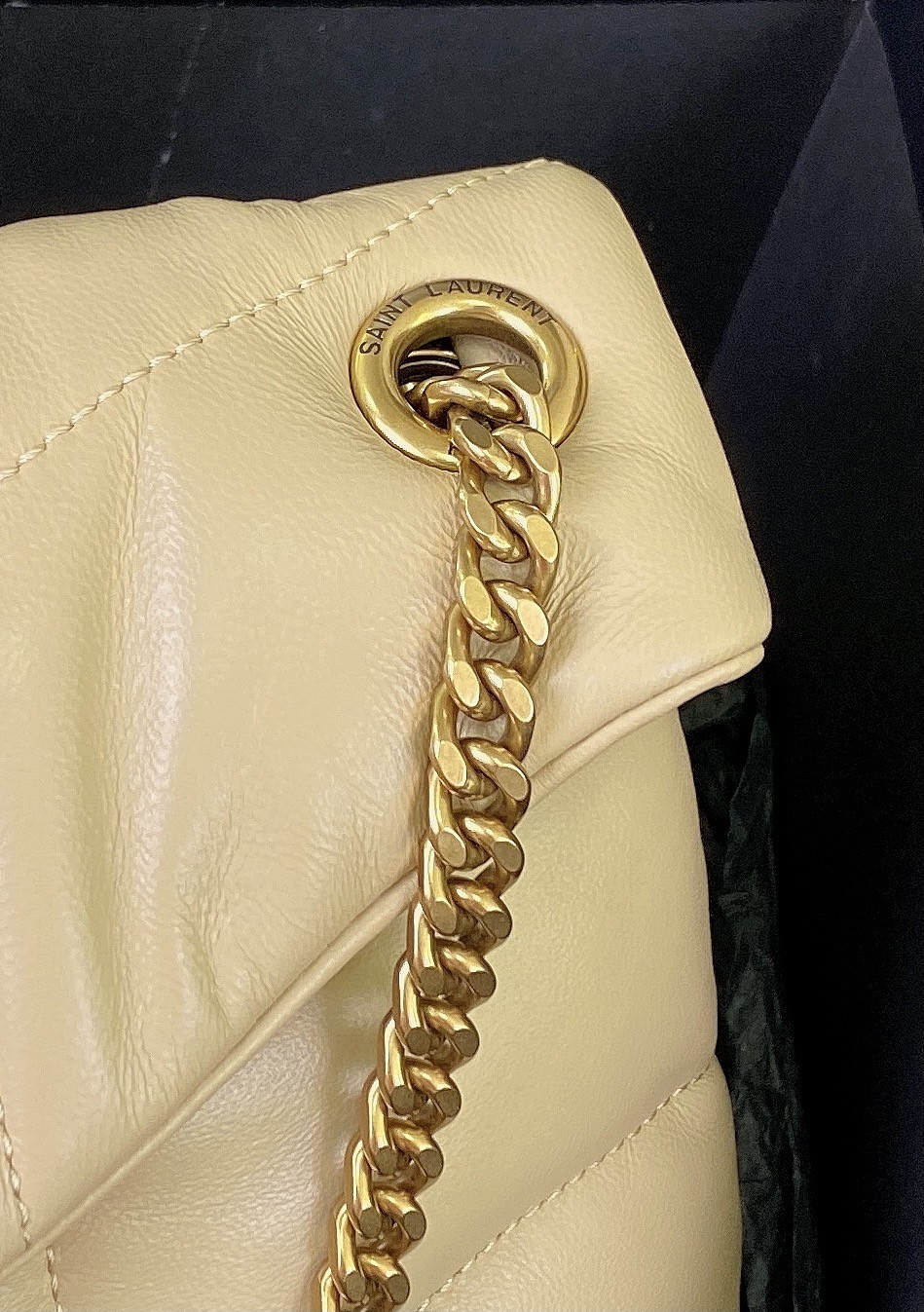 Y51 PUFFER SMALL IN NAPPA LEATHER BEIGE 11.4 X 6.6 X 4.3 INCHES