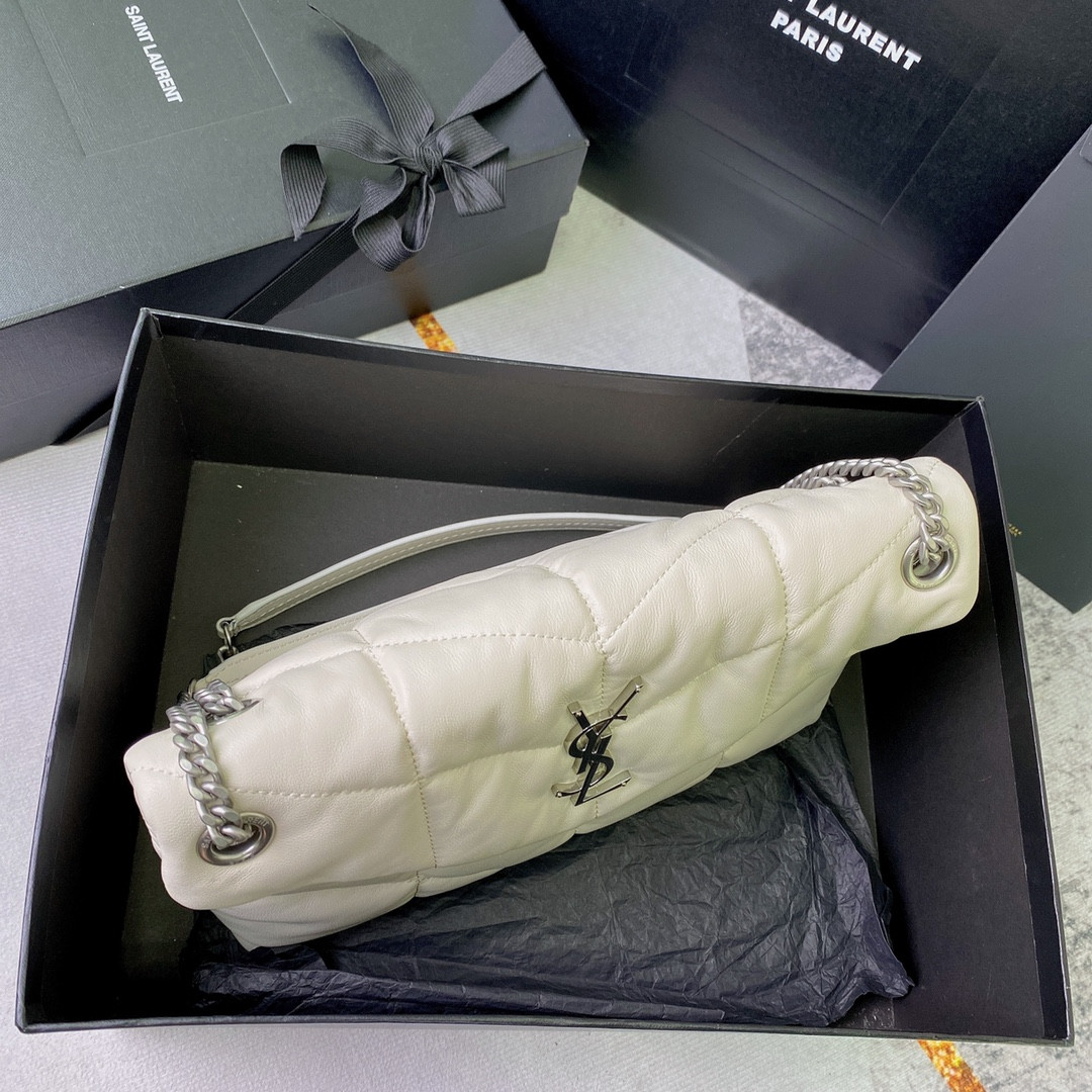 Y51 PUFFER SMALL IN NAPPA LEATHER WHITE SILVER 11.4 X 6.6 X 4.3 INCHES