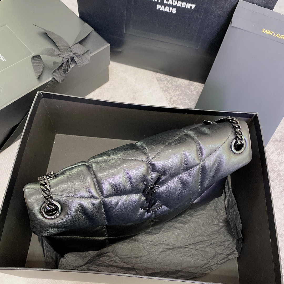 Y51 PUFFER SMALL IN NAPPA LEATHER ALL BLACK 11.4 X 6.6 X 4.3 INCHES