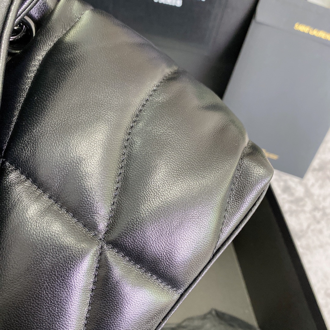 Y51 PUFFER SMALL IN NAPPA LEATHER ALL BLACK 11.4 X 6.6 X 4.3 INCHES