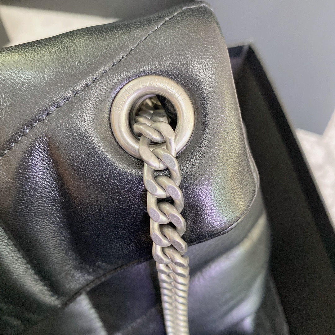 Y51 PUFFER SMALL IN NAPPA LEATHER BLACK SILVER 11.4 X 6.6 X 4.3 INCHES