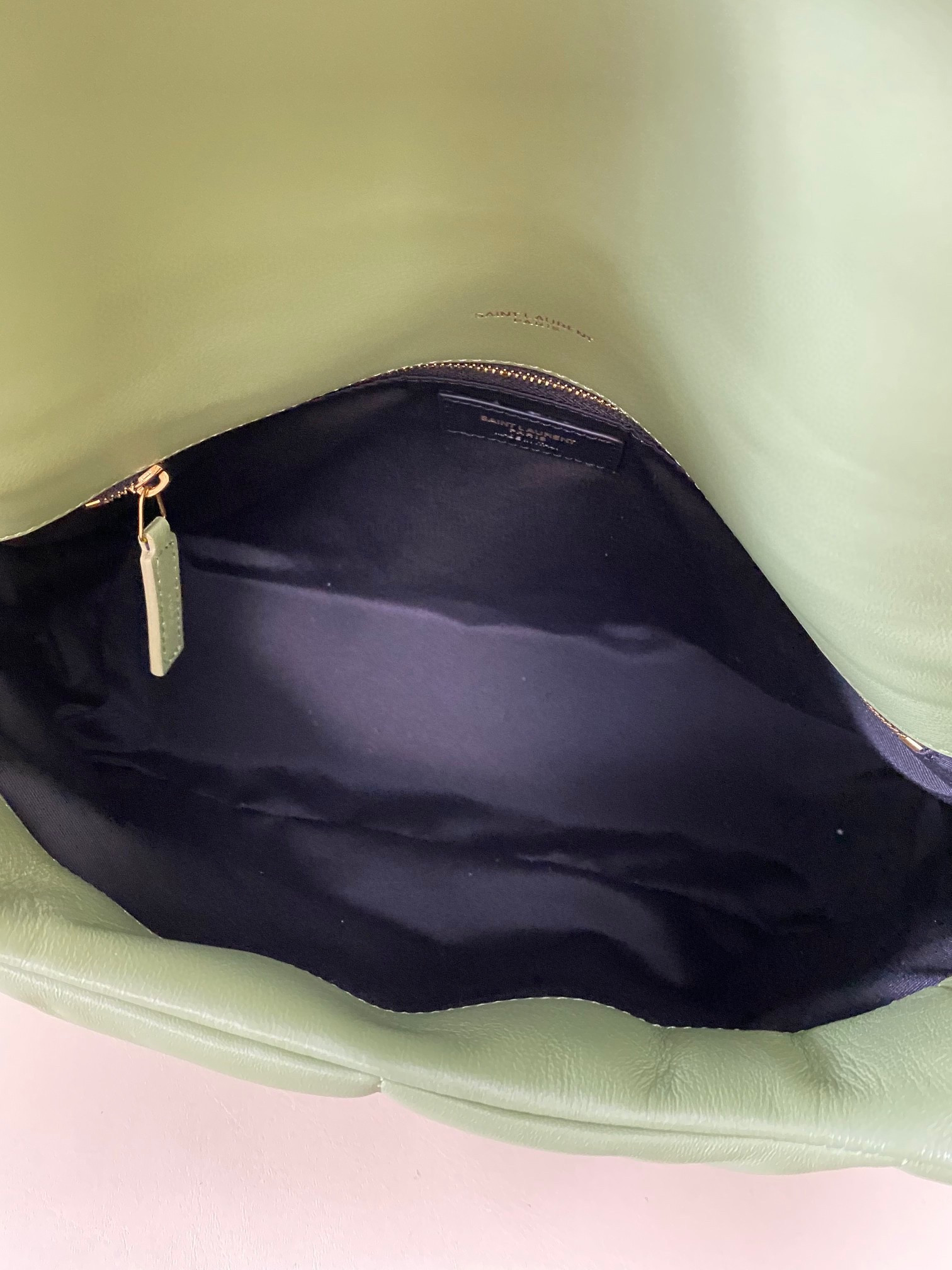 Y51 PUFFER MEDIUM IN NAPPA LEATHER LIGHT GREEN 13.7 X 9 X 5.3 INCHES