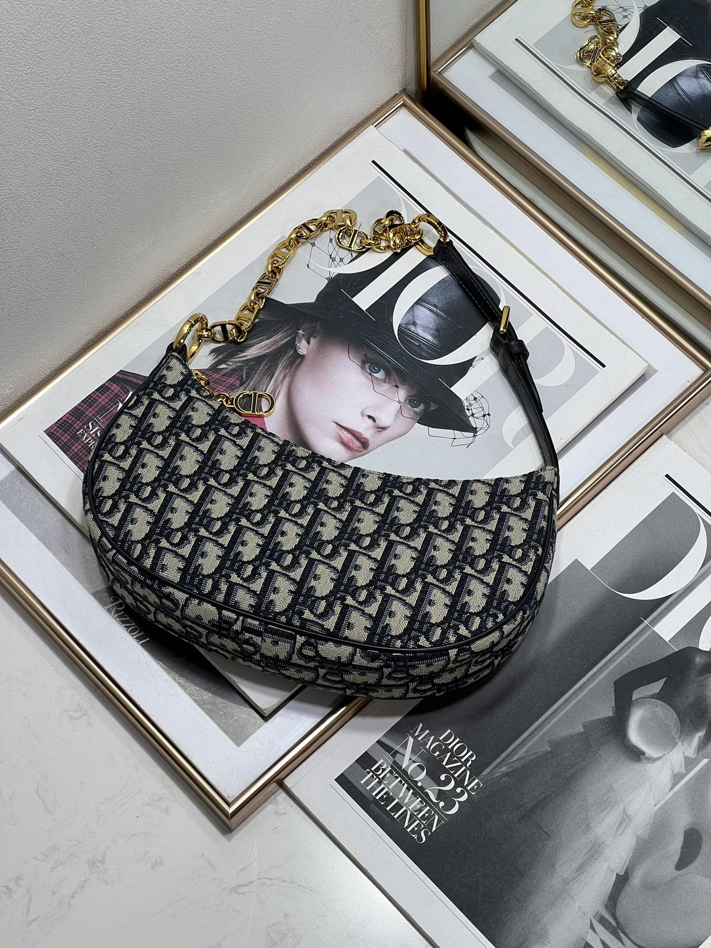 D10r CD Lounge bag blue D10r oblique jacquard 26 x 15x 5.5 cm