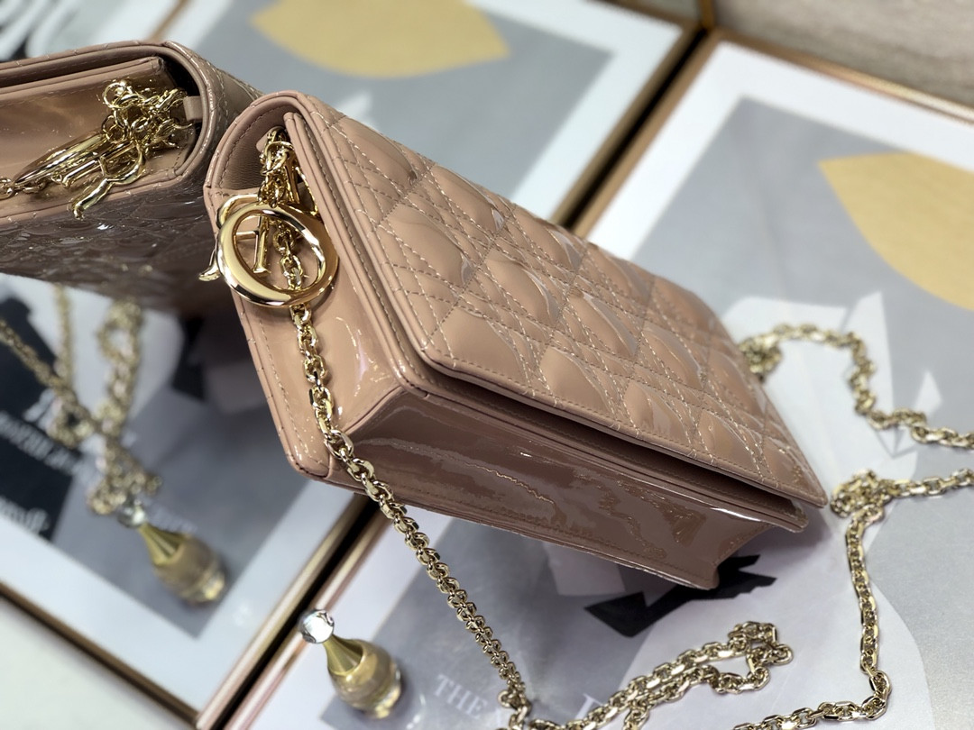 Lady D10r Pouch Rose Des Vents Cannage  8.5 x 4.5 x 1 inches